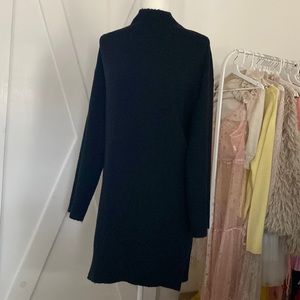 Target black sweater dress, mok neck, size L, A new day